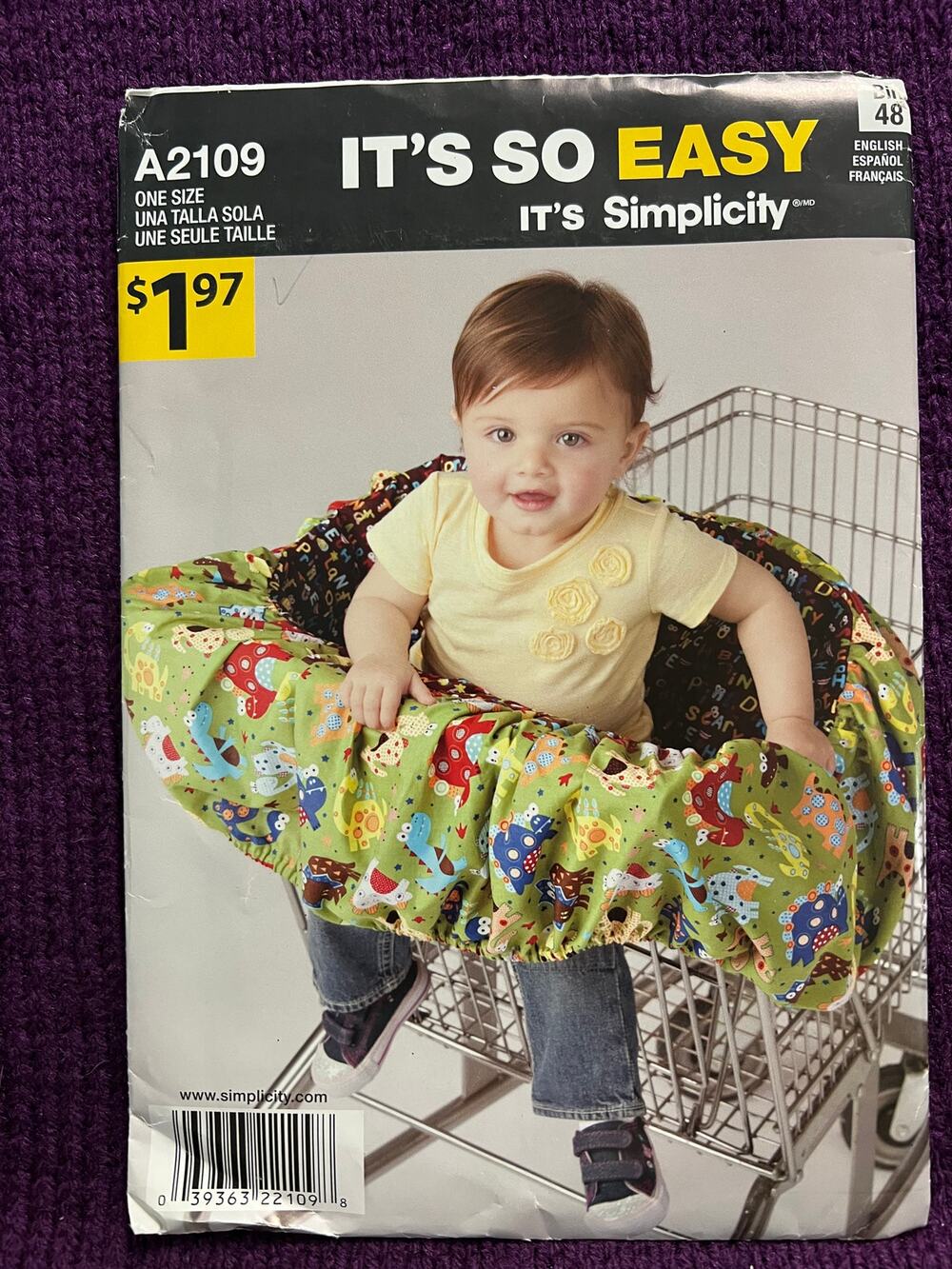 Simplicity 2109 pattern shopping cart seat cover